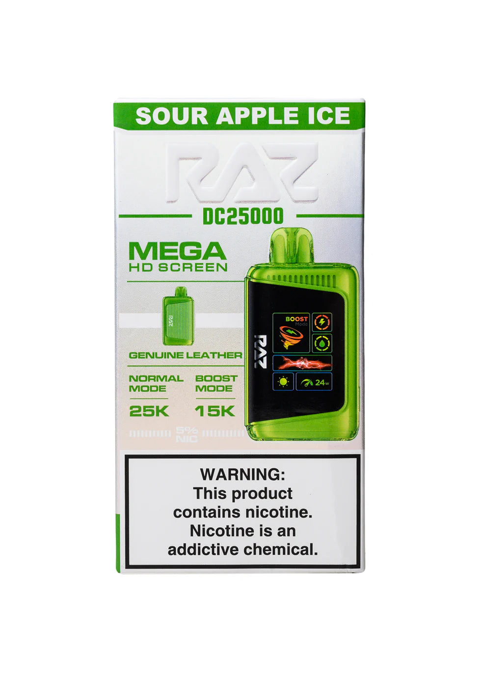 RAZ DC 25000 SOUR APPLE ICE