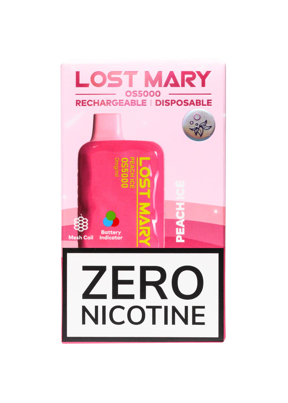 LOST MARY OS5000 ZERO NIC PEACH ICE
